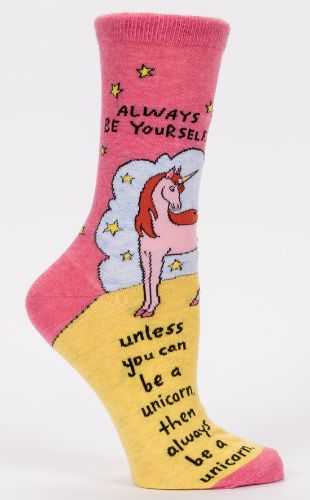 Vibrant 'Always Be A Unicorn' socks for women, blending comfort and a whimsical design to inspire positivity and joy.