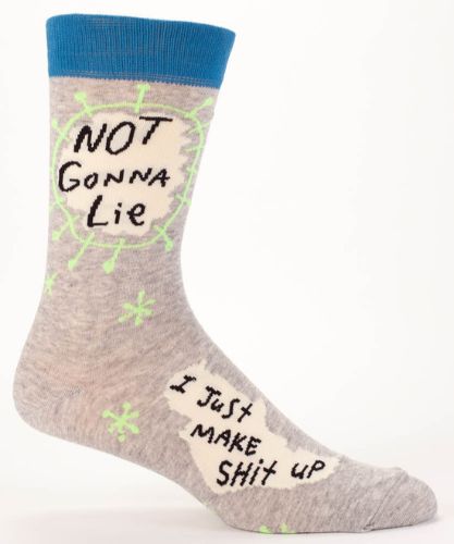 Men's socks featuring humorous quotes, made from soft, breathable fabric for comfort and durability.