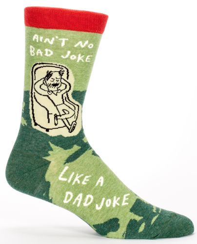 Men's Dad Joke socks in playful design, combining humor with cozy comfort for sizes 7-12, perfect for casual or themed wear.