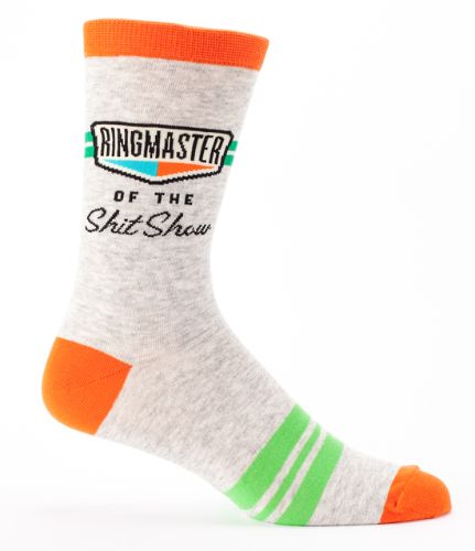 Vibrant men's socks featuring fun circus design, made for comfort and style, perfect for sizes 7-12.