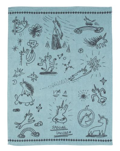 Vibrant unicorn-themed dish towels made of 100% cotton, perfect for adding magic to your kitchen chores.