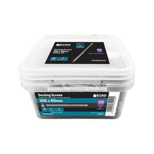 Decking Screw Raised Head SS316 - Ecko 10g x 65 Tub 1200
