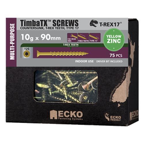T-REX17 TimbaTX Multipurpose Screw Zinc Plated - Ecko 10G x 90mm 75 Pack
