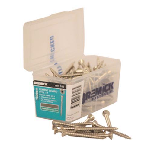 Screw Cement Stainless Steel T316 Square - Bremick 10g x 40mm 100 Box