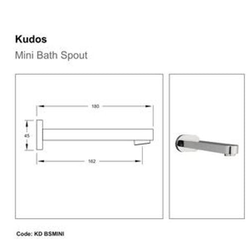 Kudos Bath Spout 180mm Wall-Mounted Mini Chrome - Aquatica