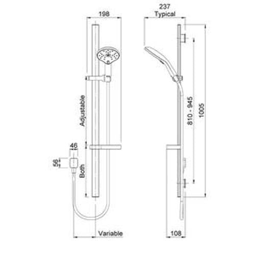 Koha Rail Shower Satinjet MKII Graphite Faceplate