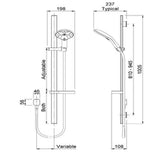 Koha Rail Shower Satinjet MKII White Faceplate KHSRCPWH - Methven