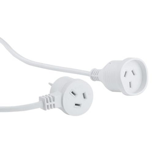 Extension Lead 4m 10A with Piggy Back Plug White - AMPD