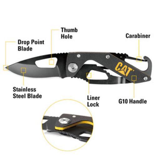 Folding Skeleton Knife With Carabiner and Black Blade - CAT 135mm 980266