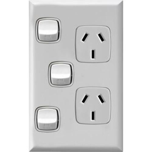Excel Double Vertical Powerpoint With Extra Switch 10A White - HPM