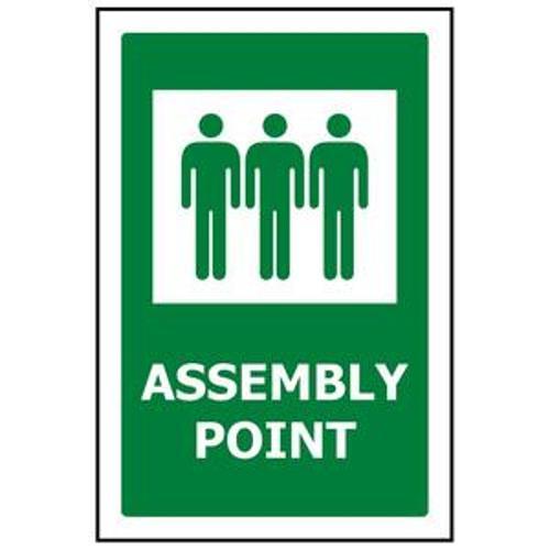 Assembly Point (3 People) Sign 240 x - Safety Genius 340mm
