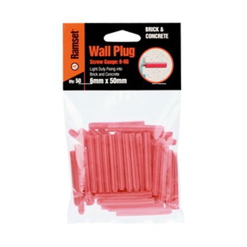 Wall Plug M6 50mm Red 50 Pack - Ramset