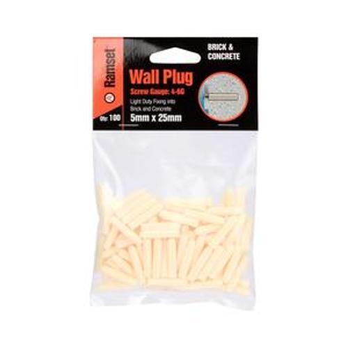 Ramset Wall Plug M5 25mm White 100 Pack