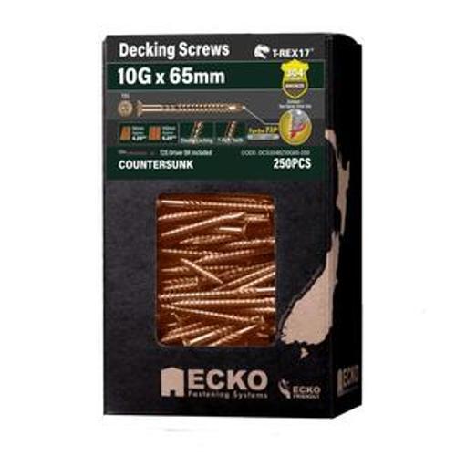T-REX17 Decking Screw Countersunk SS304 Bronze 10G x 65mm