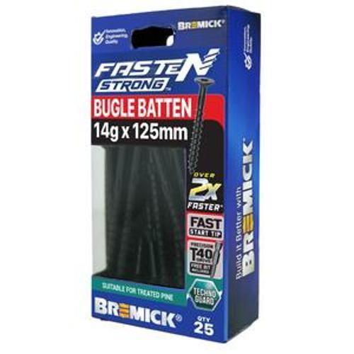 Fasten Strong Bugle Head Batten Screw 14g 125mm Black T40 inc. Driver Bit 25pk