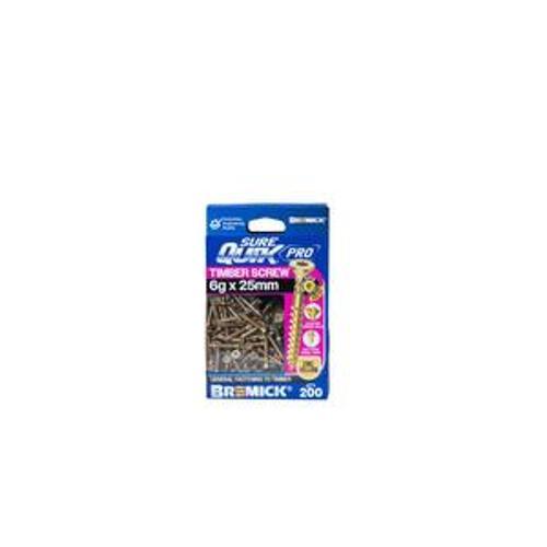 SureQuik Pro Wood Screw - Bremick 6G 25MM ZINC T15
