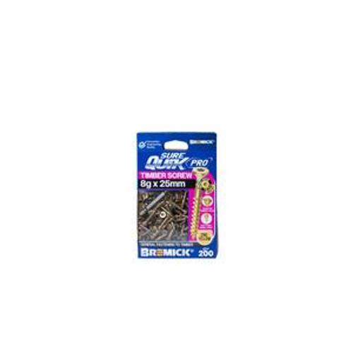 SureQuik Pro Wood Screw - Bremick 8G 25mm ZINC T20 200 Packet