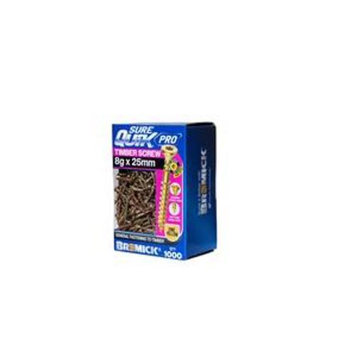 SureQuik Pro Wood Screw - Bremick 8G 25mm ZINC T20 1000 Packet