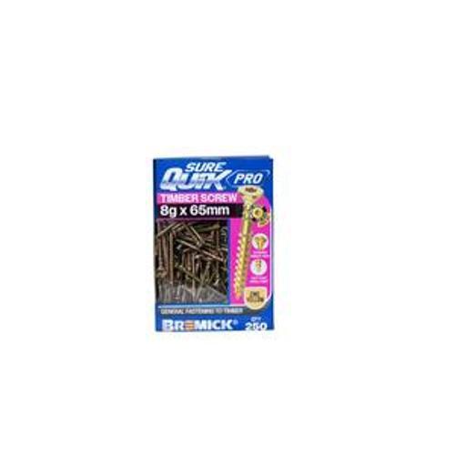 SureQuik Pro Wood Screw - Bremick 8G 65mm ZINC T20 250 Packet