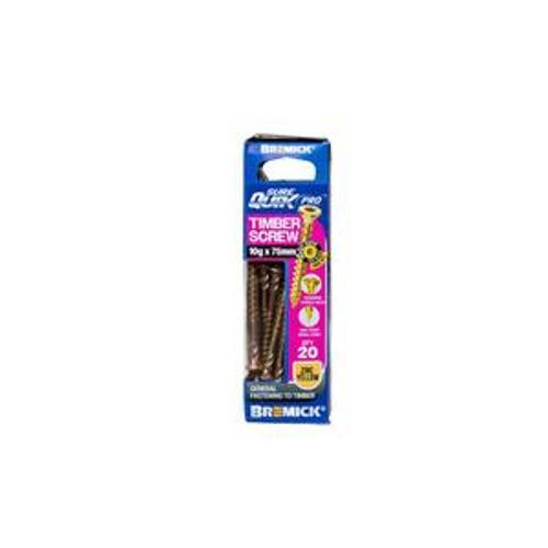 SureQuik Pro Wood Screw - Bremick 10G 75mm ZINC T25 20 Packet
