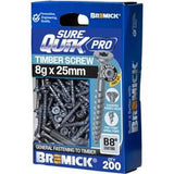 SureQuik Pro Wood Screw - Bremick 8G 25mm B8 T20 200 Packet