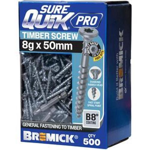 SureQuik Pro Wood Screw - Bremick 8G 50mm B8 T20 500 Packet