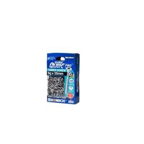 SureQuik Pro Wood Screw - Bremick 8G 25mm SS T304 T20 200 Packet