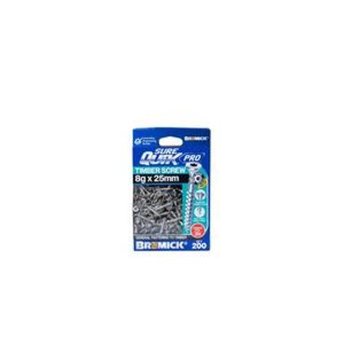 SureQuik Pro Wood Screw - Bremick 8G 25mm SS T304 T20 200 Packet