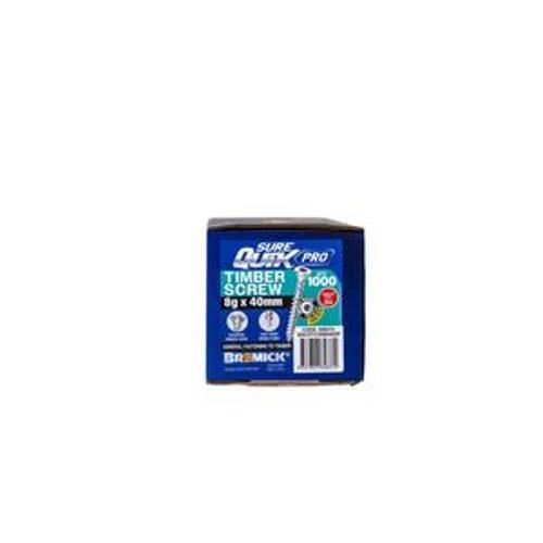 SureQuik Pro Wood Screw - Bremick 8G 40mm SS T304 T20 1000 Packet