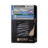 Batten Screw 75mm 14g 100 Pack Bugle Head T316 Stainless Steel - Ecko