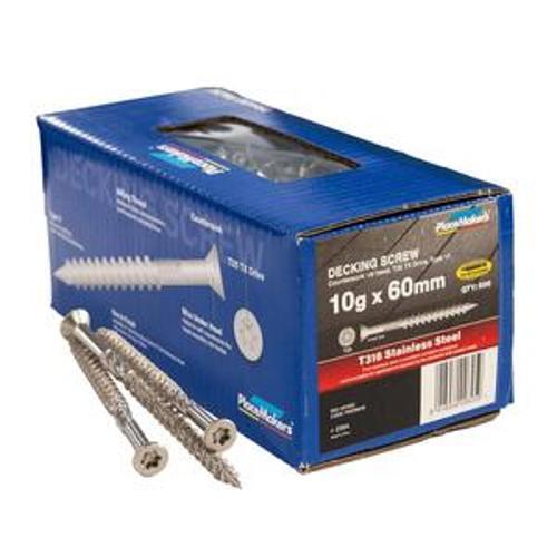 Deck and Landscape Screw T25 Torx Drive T316 Grade Stainless Steel 10g 60mm 500
