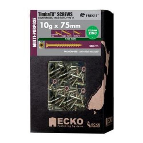 Timbatorx Screws Torx Drive - Ecko 10g 75mm Zinc 300 Box