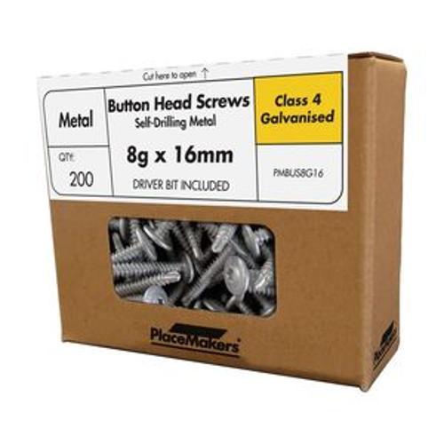 Button Head SDS Self Drilling Screw Galv CL4 T20 - PlaceMakers 8g 16mm 200 Pack
