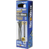 Masonry Screw Countersunk Head B8 T30 6.5 x - Bremick 80mm 12 Box
