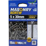 Masonry Screw HEX Head B8 T20 5 x - Bremick 30mm 100 Box