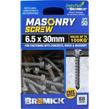 Masonry Screw HEX Head B8 T25 6.5 x - Bremick 30mm 50 Box
