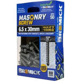 Masonry Screw HEX Head B8 T25 6.5 x - Bremick 30mm 50 Box