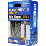 Masonry Screw HEX Head B8 T25 6.5 x - Bremick 80mm 50 Box