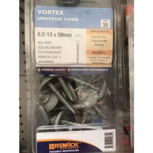 Screw Vortex Poly CL4 6.2-14g x - Bremick 65mm 30 Box