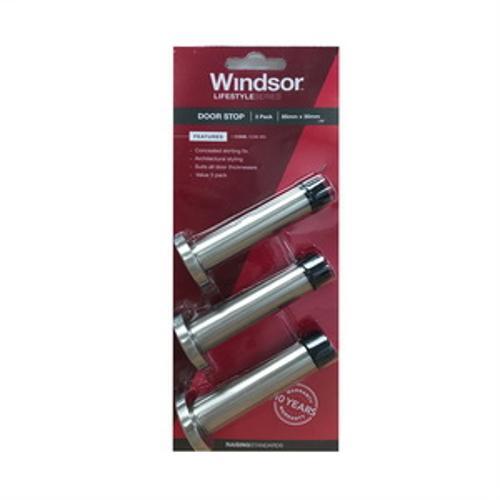 Door Stop 85mm Concealed Skirting Fix Brushed Nickel 3 Pack - Windsor Hardware