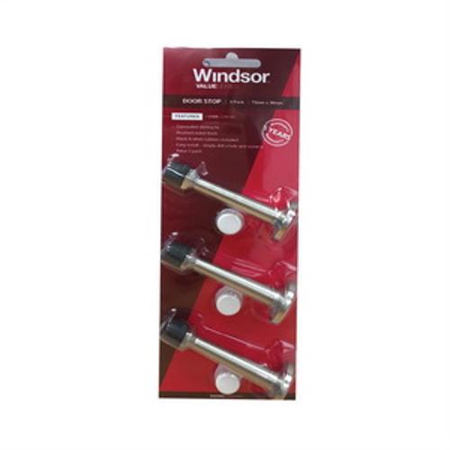 Door Stop 75mm Concealed Skirting Fix Brushed Nickel 3 Pack - Windsor Hardware