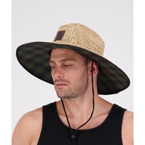 Whangamata V2 Straw Hat Unisex Olive/Black Check - Swanndri