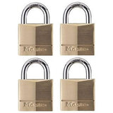 Padlock Brass Diamond Keyed - Master Lock 40mm 4 Pack