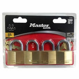 Padlock Brass Diamond Keyed - Master Lock 40mm 4 Pack