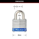 Pin Tumbler Keyed Padlock Laminated Steel - Master Lock 40mm