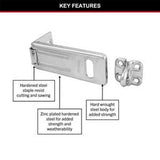 Hasp & Staple with Locking Eye Hard Wrought Steel Zinc Plated - Master Lock 89mm