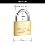Fortress Keyed Padlock Solid Brass - Master Lock 50mm