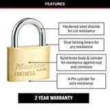 Fortress Keyed Padlock Solid Brass - Master Lock 50mm