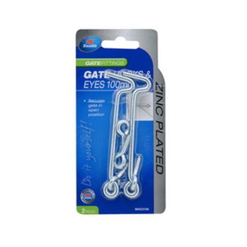 Wire Pattern Gate Hook & Eye - Zenith 100mm Steel Zinc Plated WHC0100