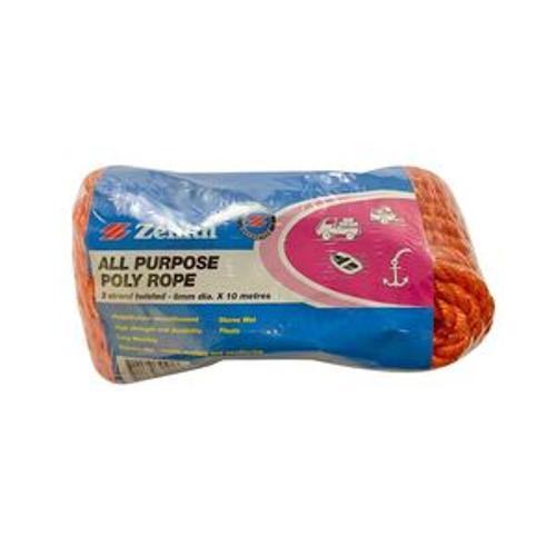 Poly Rope 3 Strand Twisted Polyethylene - Zenith 8mm x 10m